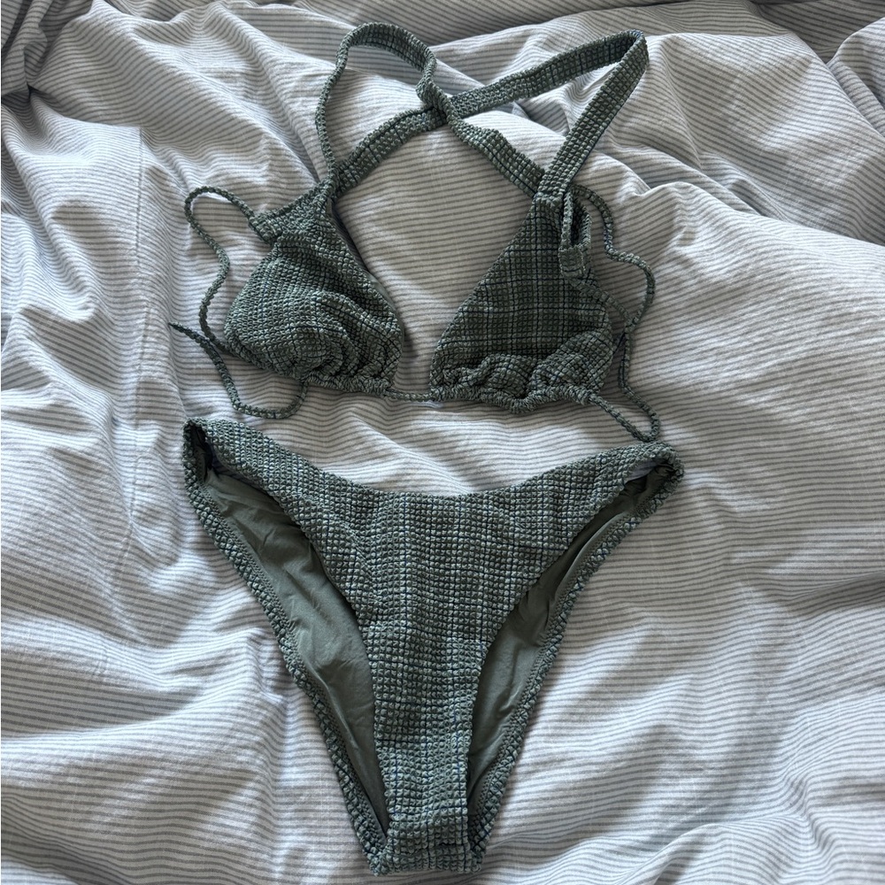 RVCA Green Textured Bikini Set